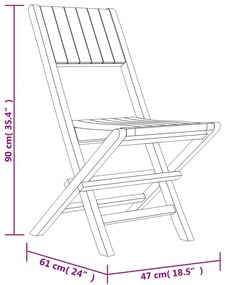vidaXL Καρέκλες Κήπου Πτυσσόμενες 8 τεμ. 47x61x90 εκ. Μασίφ Ξύλο Teak