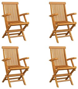 Καρέκλες Εξωτερικού Χώρου Πτυσσόμενες 4 τεμ. Μασίφ Ξύλο Teak - Καφέ