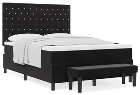 vidaXL Κρεβάτι με ελατήρια με στρώμα Μαύρο 140 x 190 cm Βελούδο