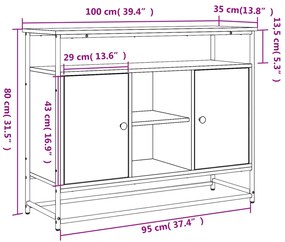 Μπουφές Μαύρος 100x35x80 εκ. από Επεξεργασμένο Ξύλο - Μαύρο