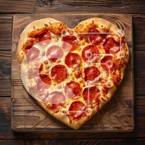 Intra Συλλεκτικό Ξύλινο Παζλ Plywood  4mm - Πίτσα Pepperoni σε σχήμα καρδιάς Σε Ξύλινο Κουτί - Διαστάσεις: 10x10 cm – 25 κομμάτια