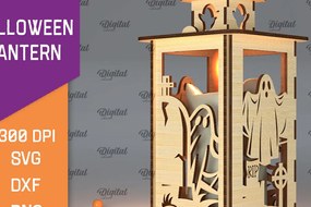 Σετ των 2 Intra απο ξύλο plywood 3mm-4mm πάχος Τρισδιάστατο αποκριάτικο φανάρι με λέιζερ Δίασταση 15x15 cm INTRAFABR-105939194