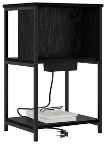 vidaXL Κομοδίνο Μαύρη δρυς 38 x 31 x 61 εκ Επεξεργασμένο ξύλο
