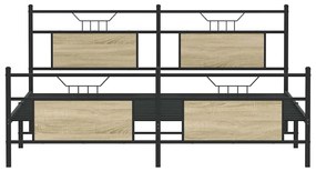 vidaXL Σκελετός Κρεβ. Χωρίς Στρώμα Sonoma Δρυς 180x200 εκ. Μεταλλικό