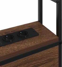 vidaXL Κεφαλάρι Αποθήκης με Σταθμό Φόρτισης με ράφι Καφέ δρυς 98 cm