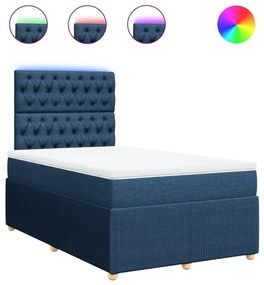 Κρεβάτι Boxspring με Στρώμα Μπλε 120x200 εκ. Υφασμάτινο - Μπλε