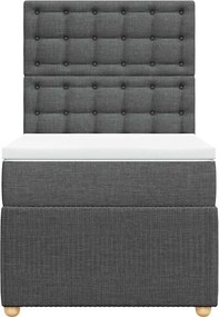 vidaXL Κρεβάτι Boxspring με Στρώμα Σκούρο Γκρι 90x190 εκ. Υφασμάτινο