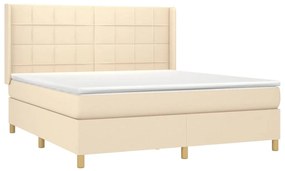 vidaXL Κρεβάτι Boxspring με Στρώμα Κρεμ 180x200 εκ. Υφασμάτινο