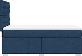 vidaXL Κρεβάτι Boxspring με Στρώμα Μπλε 90x200 εκ.Υφασμάτινο