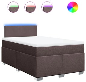 Κρεβάτι Boxspring με Στρώμα Σκούρο Καφέ 120x190 εκ Υφασμάτινο - Καφέ