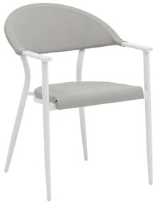 Armchair Pino aluminum white-textilene gray 56x62x77 εκ.