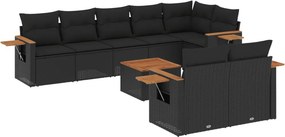 vidaXL Patio Sofa Set 9-θέσια Black