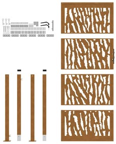 Πύλη κήπου 105x205 cm Weathering Steel Trace Design - Καφέ