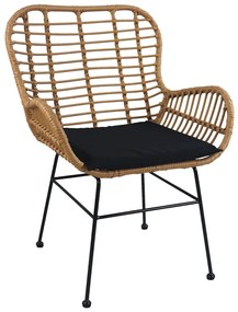 Καρέκλα Κήπου ArteLibre ABUDIUS Φυσικό/Μαύρο Μέταλλο/Rattan 60x60x85cm