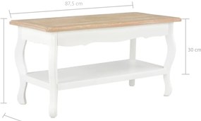 vidaXL Τραπεζάκι Σαλονιού Λευκό/Καφέ 87,5x42x44 εκ. Μασίφ Ξύλο Πεύκου
