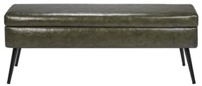 VEVOR PU Leather Storage Ottoman Bench Shoe Seat with Storage &amp; Metal Legs Green