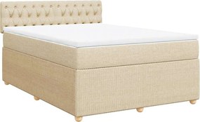 vidaXL Κρεβάτι Boxspring με Στρώμα Κρεμ 140x190 εκ. Υφασμάτινο