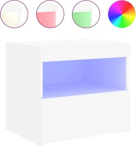 vidaXL Κομοδίνο με Φώτα LED Λευκό 50 x 40 x 45 εκ.