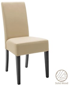 Καρέκλα Ditta pakoworld PU εκρού- πόδι μασίφ ξύλο μαύρο Model: 047-000050
