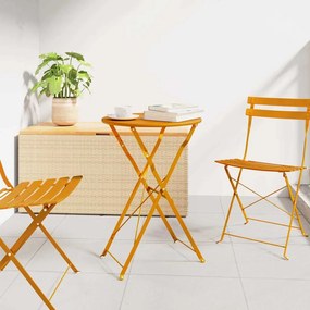 vidaXL Τραπέζι Bistro Μουσταρδί Ø50x71 εκ Ατσάλι με Πούδρα