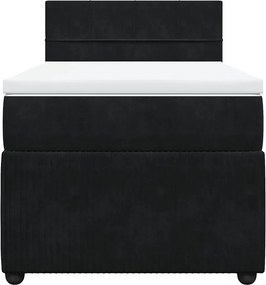 vidaXL Κρεβάτι Boxspring με Στρώμα Μαύρο 90x190 εκ. Βελούδινο