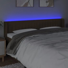 vidaXL Κεφαλάρι Κρεβατιού LED Σκούρο Καφέ 203x16x78/88 εκ. Υφασμάτινο