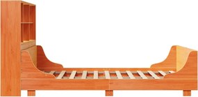 vidaXL Κρεβάτι Βιβλιοθήκη Χωρίς Στρώμα Καφέ 150x200 εκ Μασίφ Πεύκο