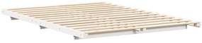 vidaXL Κρεβάτι δαπέδου Λευκό 140 x 200 cm Μασίφ ξύλο πεύκου