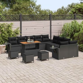 vidaXL Σετ Καναπέ Κήπου 14 pcs Μαύρο συνθετικό ρατάν