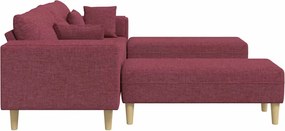 vidaXL Καναπές με μαξιλάρι 3 pcs Κόκκινο ύφασμα