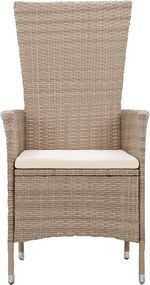 vidaXL Σετ Τραπεζαρίας Κήπου 3 Τεμαχίων Μπεζ με Μαξιλάρια