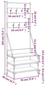 Κρεμάστρα Ρούχων με Παπουτσοθήκη Sonoma Δρυς 70x40x184 εκ. - Καφέ