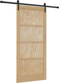 vidaXL Συρόμενη Πόρτα Φυσικό και Μαύρο 93 x 202 cm