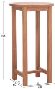 Τραπέζι - Σταντ Μπάρ Στρόγγυλο PRESSCOT C18114 Ξύλο Teak Φυσικό Φ60x105Υ εκ. 60x60x105 εκ.