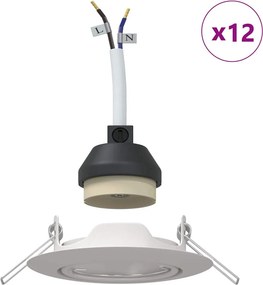 vidaXL Σποτ 12 pcs Λευκό 9 x 9 x 2.5 εκ. Μέταλλο