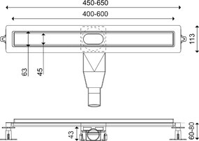 Cora Neo 60 Rose Gold Brushed PVD - Γραμμικό Σιφώνι Δαπέδου