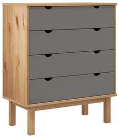 vidaXL Συρταριέρα OTTA Καφέ & Γκρι 76,5x39,5x90 εκ. Μασίφ Ξύλο Πεύκου
