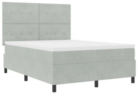 vidaXL Κρεβάτι με Στρώμα Light Grey 160x200 cm Βελούδο