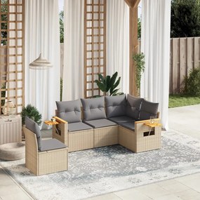 vidaXL Patio Sofa Set 5-θέσια Beige and Grey