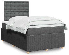 vidaXL Κρεβάτι Boxspring με Στρώμα Σκούρο Γκρι 120x200 εκ. Υφασμάτινο