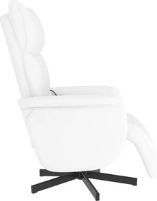 vidaXL Πολυθρόνα Μασάζ Ανακλινόμενη με Υποπόδιο Λευκή Συνθετικό Δέρμα