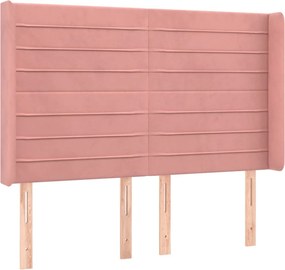 vidaXL Κρεβάτι Boxspring με Στρώμα &amp; LED Ροζ 140x190 εκ. Βελούδινο