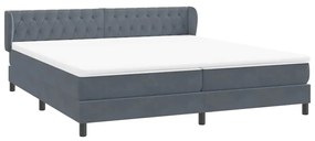 Box Spring Κρεβάτι με στρώματα Σκούρο γκρι 180x220 cm Βελούδινο - Γκρι