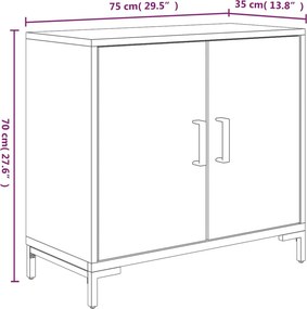 vidaXL Ντουλάπι Καφέ 75 x 35 x 70 εκ. από Μασίφ Ξύλο Πεύκου