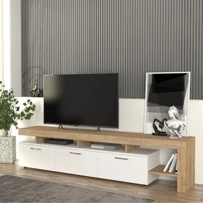 Έπιπλο τηλεόρασης Acnes Megapap χρώμα λευκό - sapphire oak 220x40x52εκ.-GP042-0243,3