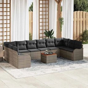 vidaXL Σετ Καναπέ Κήπου 11 pcs Γκρι Πολυ ράταν