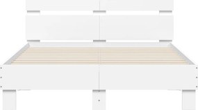 vidaXL Πλαίσιο Κρεβατιού με Κεφαλάρι / LED Λευκό 135 x 190 εκ.