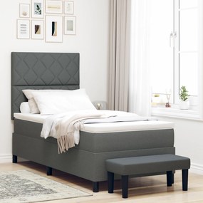 vidaXL Κρεβάτι με Ελατήριο & Στρώμα Σκούρο Γκρι 90x200 εκ