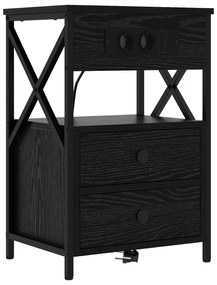 vidaXL Κομοδίνο Μαύρη δρυς 40 x 31 x 60 εκ. Επεξεργασμένο ξύλο