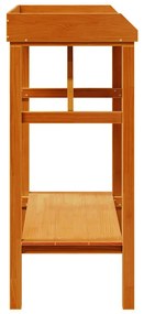 vidaXL Στήριξη φυτών με ράφι Καφέ 75 x 40 x 90 εκ. Μασίφ ξύλο πεύκου